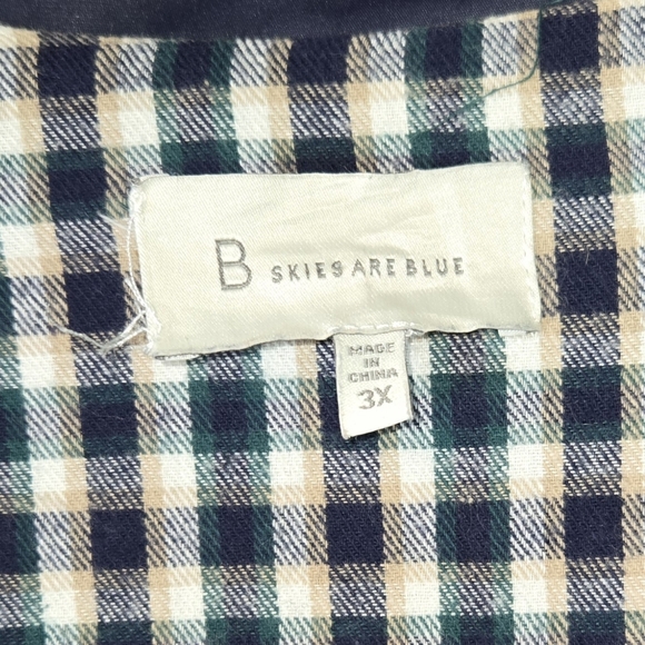 Skies Are Blue Anthropologie Navy Floral Raincoat Flannel Lining Sz 3X - Picture 2 of 4